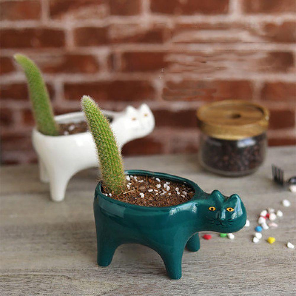 YIYU Chậu Hoa Trang Trí Hình Mèo Dễ Thương Loại 1