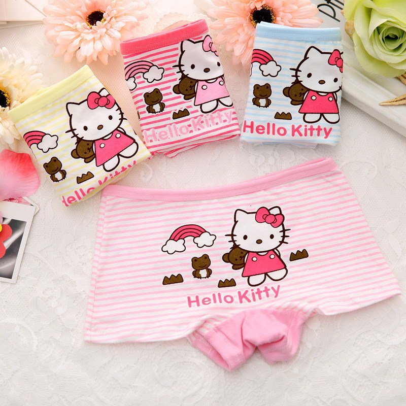 Bộ 4 Quần Lót Cotton In Hình Chuột Minnie Đáng Yêu Cho Bé Gái