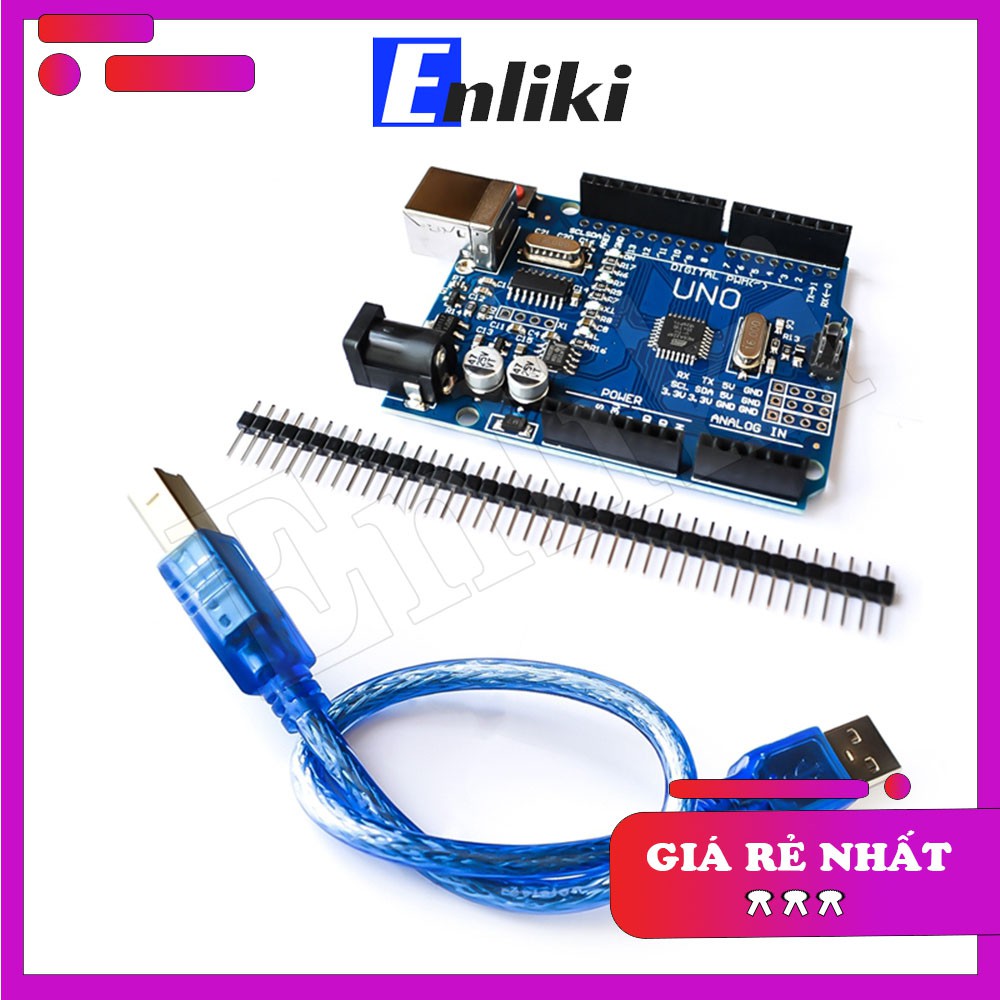 Kit arduino Uno R3 SMD chip dán cùng Cáp USB