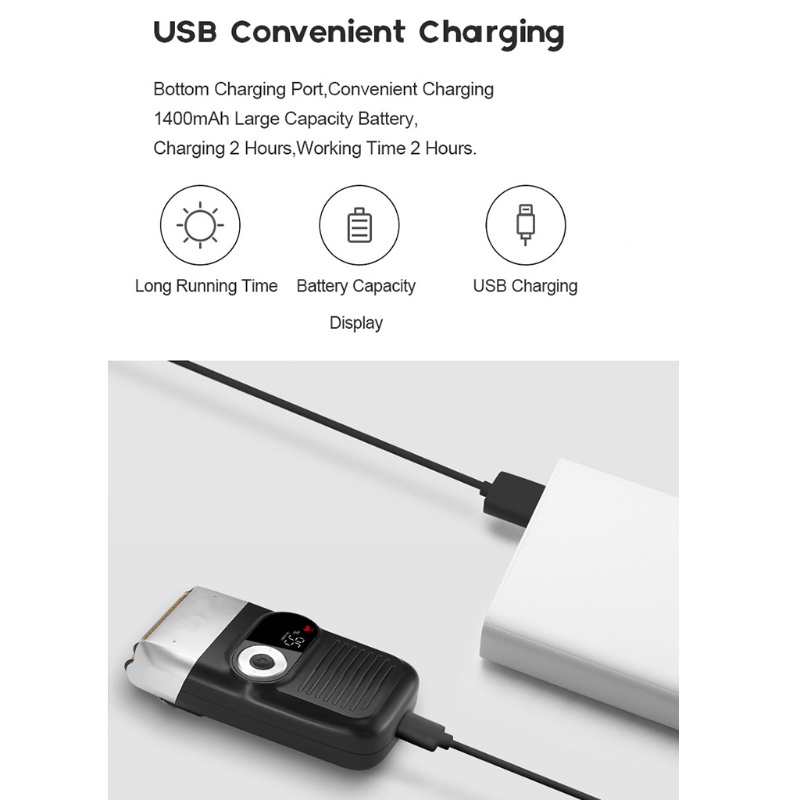 Máy Cạo Râu Chạy Điện Thiết Kế Hai Đầu Sạc USB Tiện Dụng Cho Nam