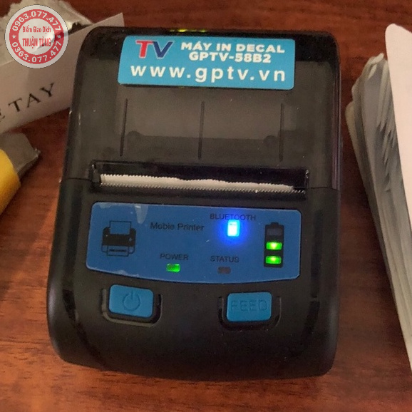 Máy In GPTV-58B2 Kết Nối Bluetooth, In GHTK, In hóa đơn KiotViet, Viettelpay Pro, Đại lý Shopee bằng điện thoại