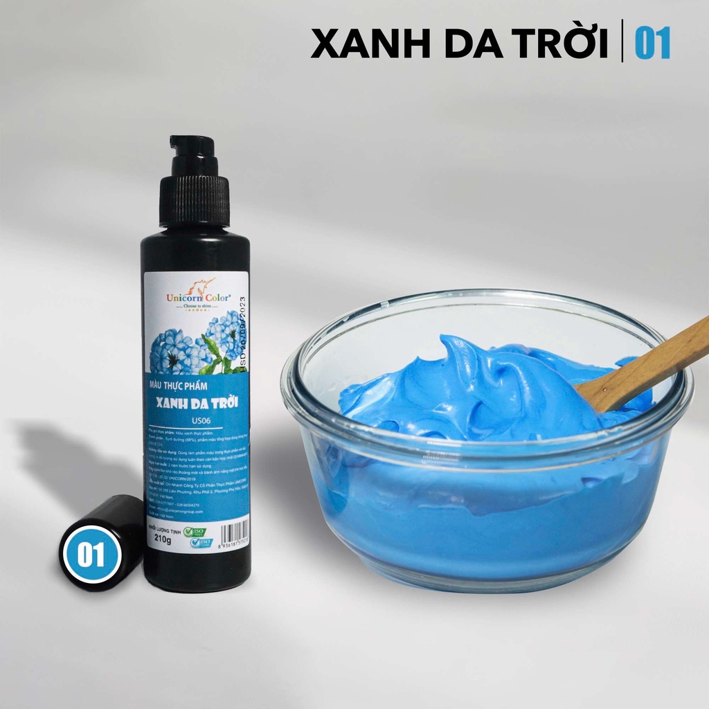 Màu thực phẩm 210g - Xanh da trời (Syrup color Sky Blue) - Unicorn color