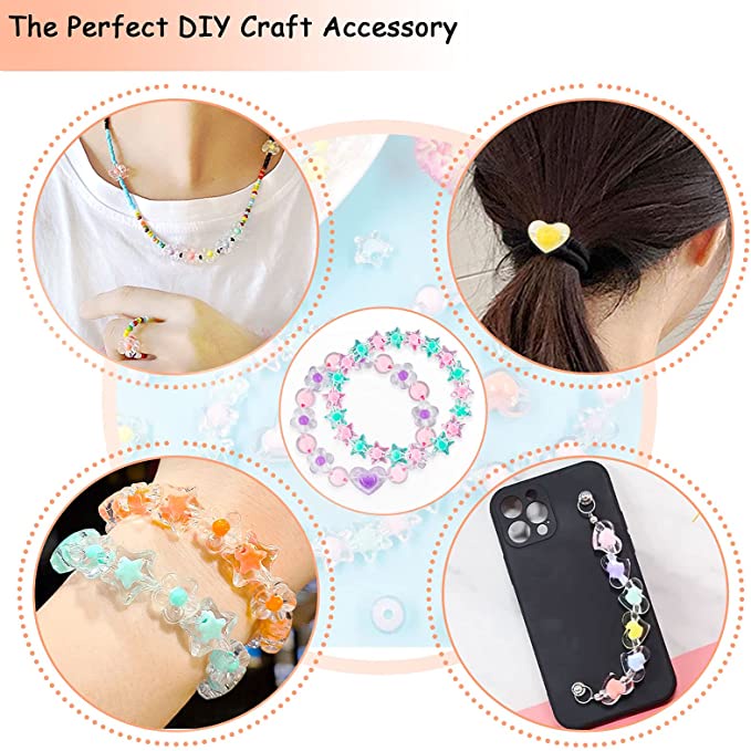 Túi 20 Hạt Nhựa Hình Bông Hoa Trong Suốt Nhiều Màu Sắc Dùng Làm Trang Sức DIY