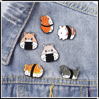 1 Huy hiệu cài áo hình sushi/chuột hamster/thỏ/cá/bạch tuộc/chuột hamster thời trang