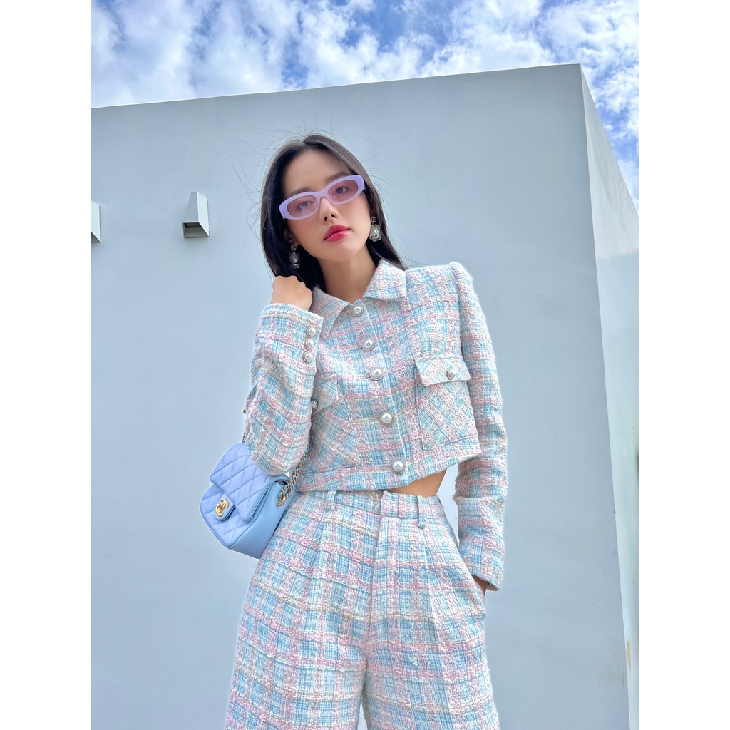 Set áo blazer tweed và quần suông HUONG BOUTIQUE HBVEST165