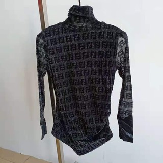 [Hàng Cao Cấp](CC60)Áo nữ cổ lọ dáng dài phối lưới chữ chìm cực đẹp