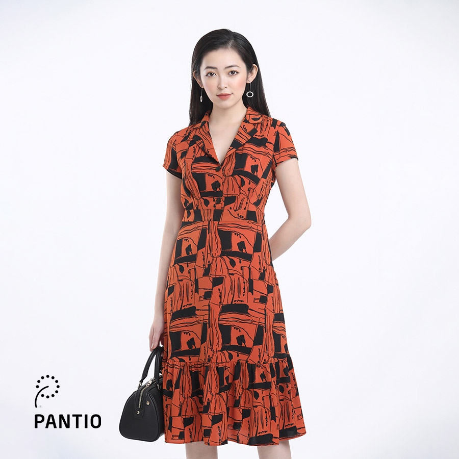 ĐẦm công sở chất liệu lụa cát họa tiết độc đáo dáng suông FDC12700 - PANTIO