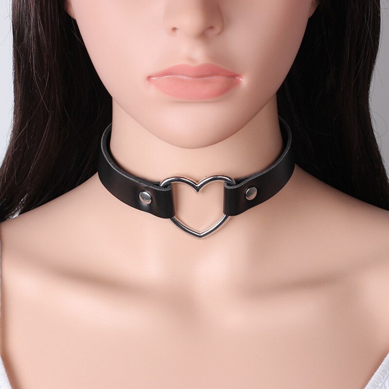 Vòng cổ choker bằng da PU màu đen phong cách gothic cá tính cho nữ
