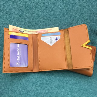 Ví ngắn mini cầm tay da lộn, đựng thẻ ngân hàng, card, tiền, thẻ...