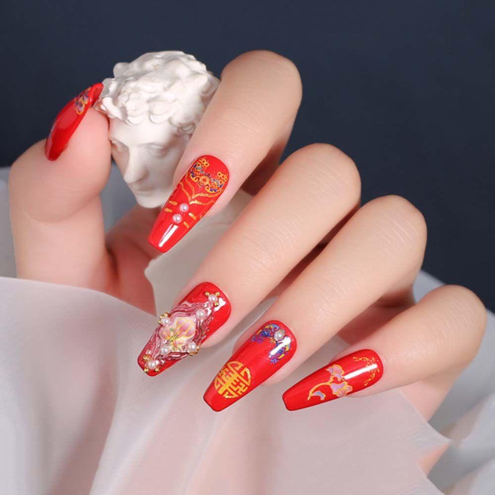 LILYES Đề Can Dán Trang Trí Móng Tay DIY Họa Tiết Năm Mới 2022 Phong Cách Trung Hoa