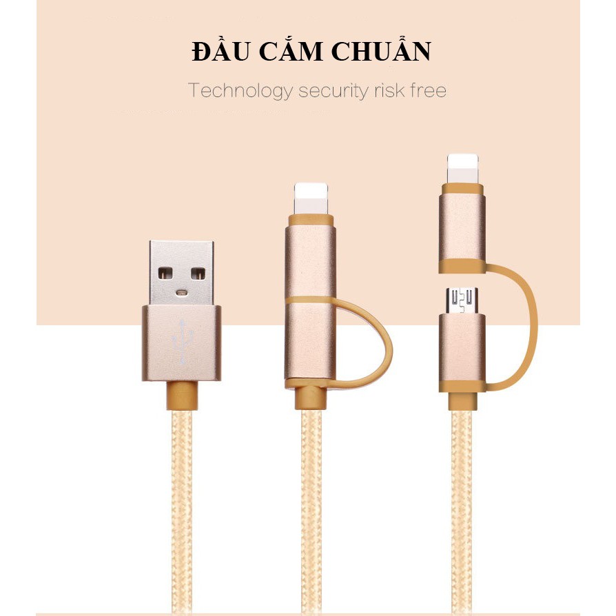 Dây cáp sạc điện thoại dây dù dài 1m đa năng dùng cho điện thoại Samsung, Iphone, Oppo, Xiaomi...