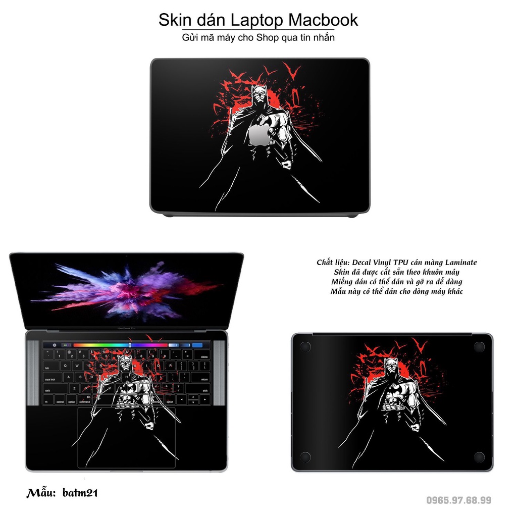 Skin dán Macbook mẫu Người dơi (đã cắt sẵn, inbox mã máy cho shop)