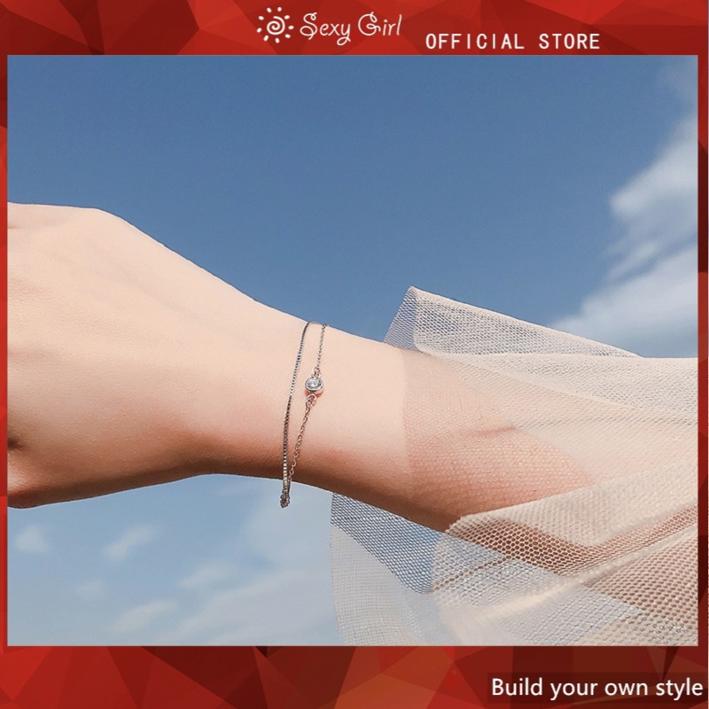 Vòng Tay Hai Lớp Đính Đá Lấp Lánh Phong Cách Hàn Quốc Cho Nữ