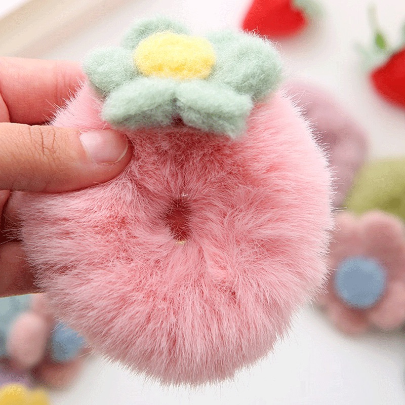 Dây Buộc Tóc Cao Su Co Giãn Đính Hoa Vải Bông Màu Kẹo Dành Cho Nữ