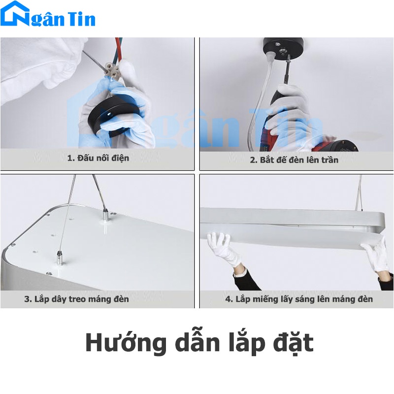 Đèn Led thả trần văn phòng siêu sáng Led 3 chế độ màu 60W 220V THCN218 Ngân Tin