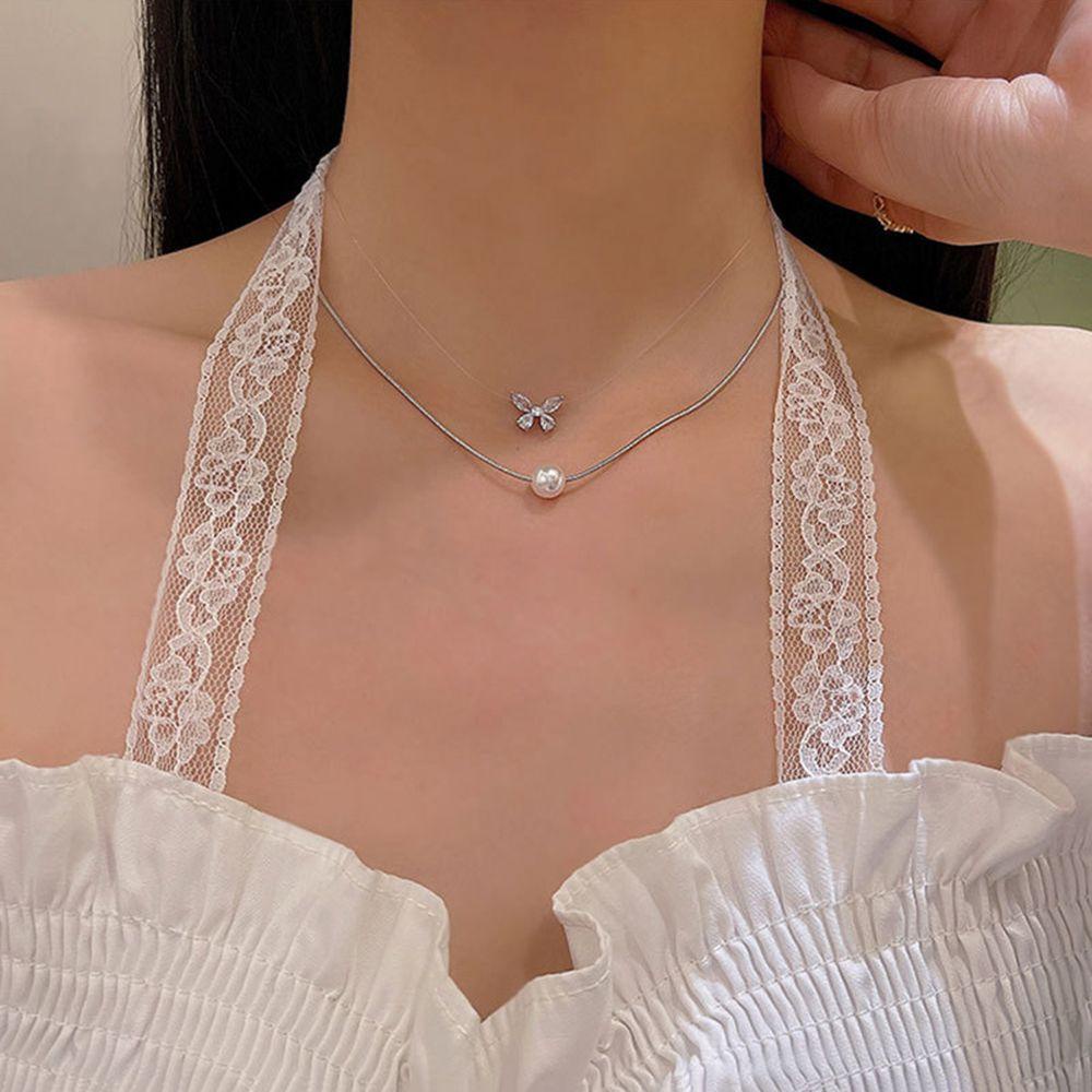 Epoch set 2 Vòng Cổ Choker Hai Lớp Đính Đá Zircon Đơn Giản Thời Trang Cho Nữ