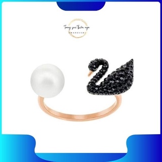 Nhẫn thiên nga đen swarovski màu silver cao cấp fullbox