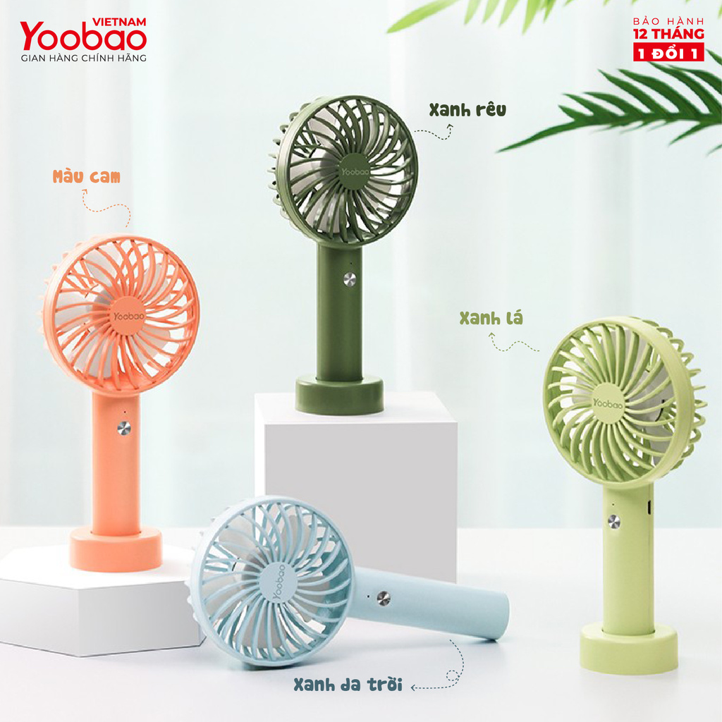 Quạt sạc mini cầm tay / để bàn YOOBAO F3S - 2000mAh Có 3 chế độ gió Nhỏ gọn tiện lợi nhiều màu sắc