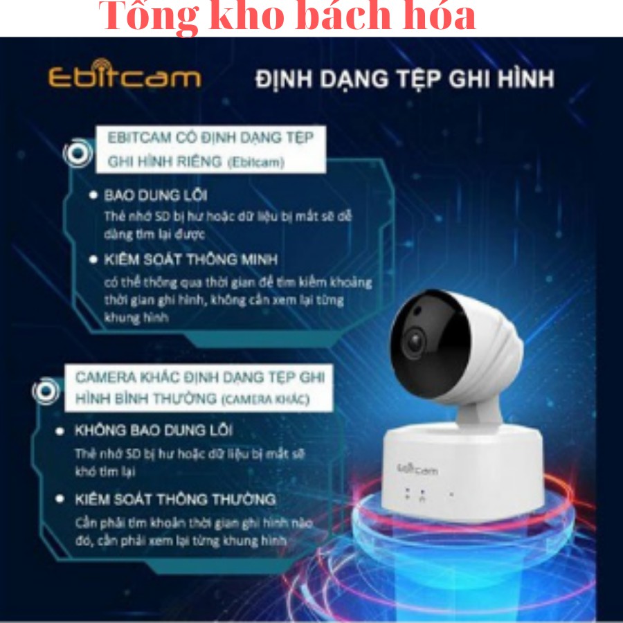 {Hàng hãng- Giá sốc}Camera wifi không dây thông minh Ebitcam 1M 720p Chính hãng Bảo hành 2 Năm