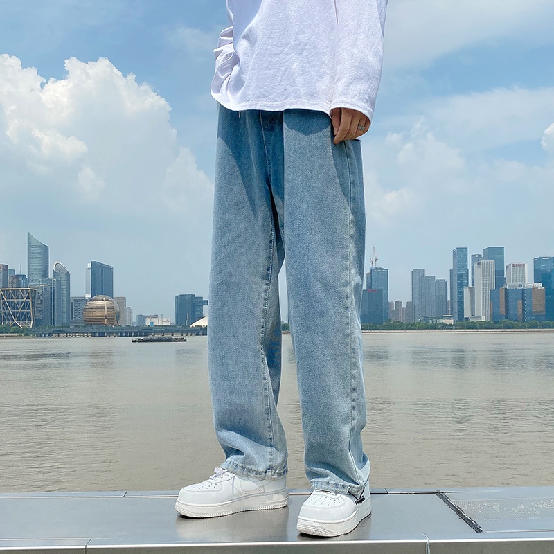 Quần Jeans Dài Ống Rộng Phong Cách Hàn Quốc Thời Trang Cho Nam