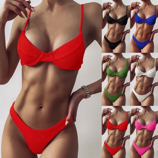 Bikini Màu Trơn Có Đệm Mút Gợi Cảm Cho Nữ