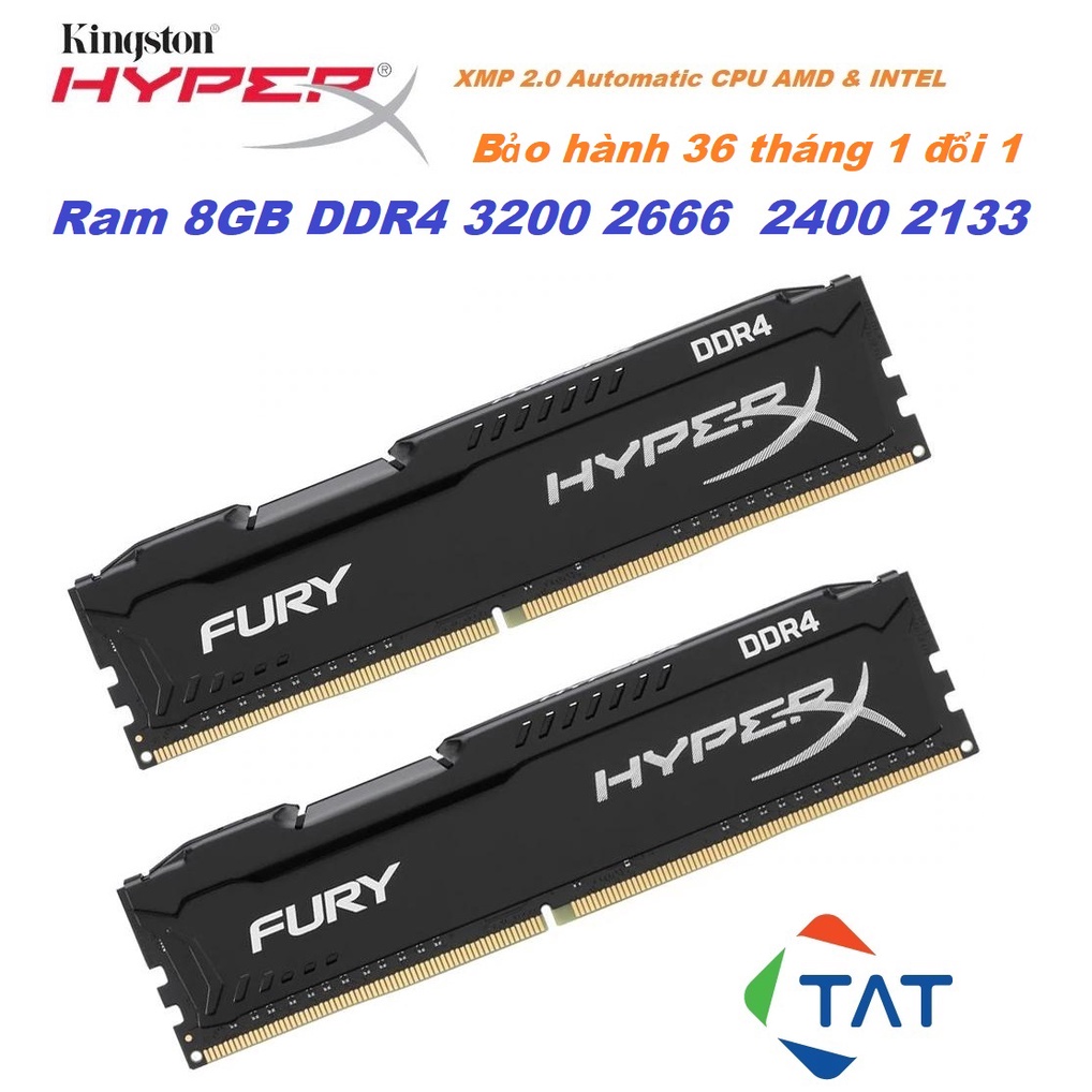 Ram Kingston HyperX Fury 8GB DDR4 3200MHz 2666MHz 2400MHz 2133MHz - Bảo hành 36 tháng