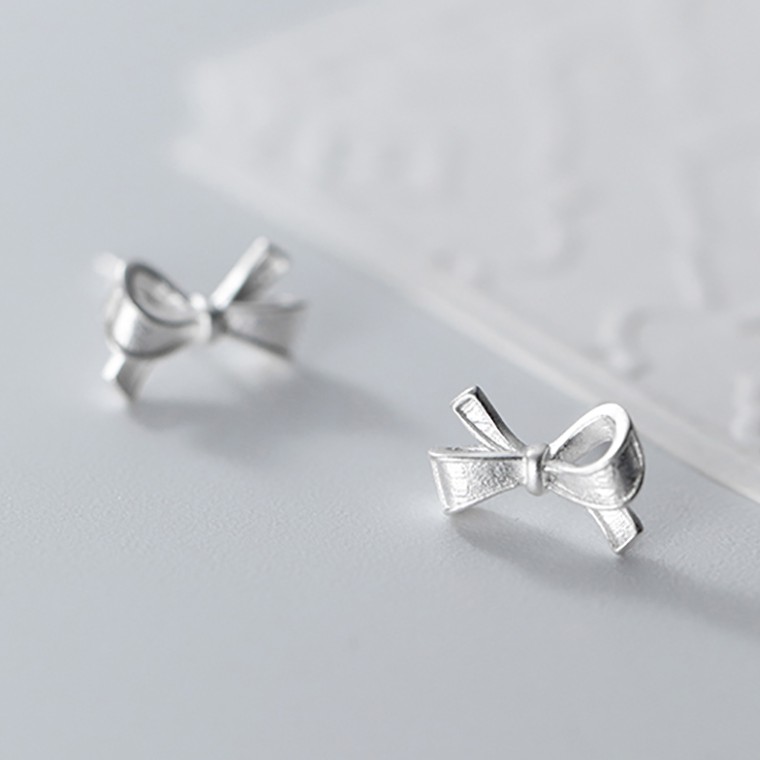 Bông Tai Bạc Nữ Hình Nơ Cá Tính Trắng Sáng Bằng Bạc Thật 925 cao cấp - B2491 - Bảo Ngọc Jewelry