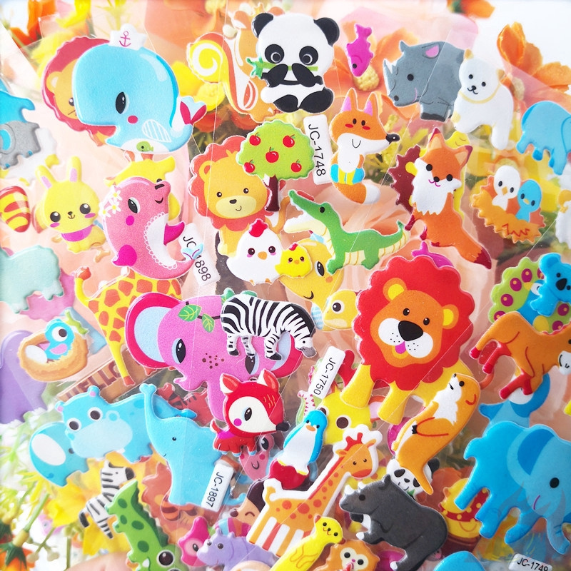 1 Sheet ▶ Animal Zoo Educational Toys Stickers ◀ Cartoon 3D DIY Kids Reward Stickers