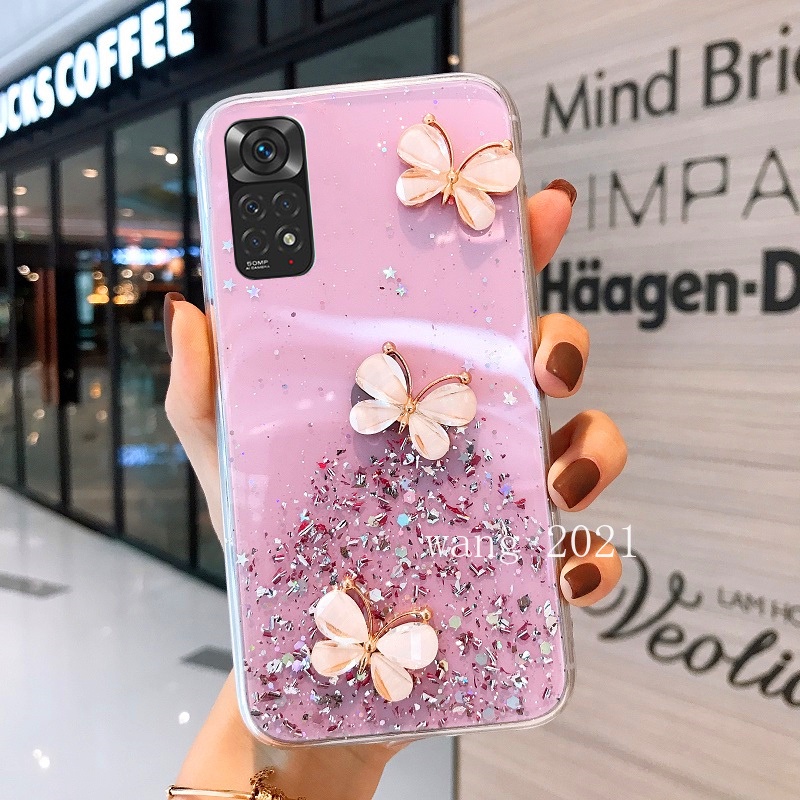 Ốp Điện Thoại Mềm Hình Bướm Kim Tuyến Nhiều Màu Sắc 2022 Cho Xiaomi Redmi Note 11 / Note 11S / Note 11 Pro 5G 4G