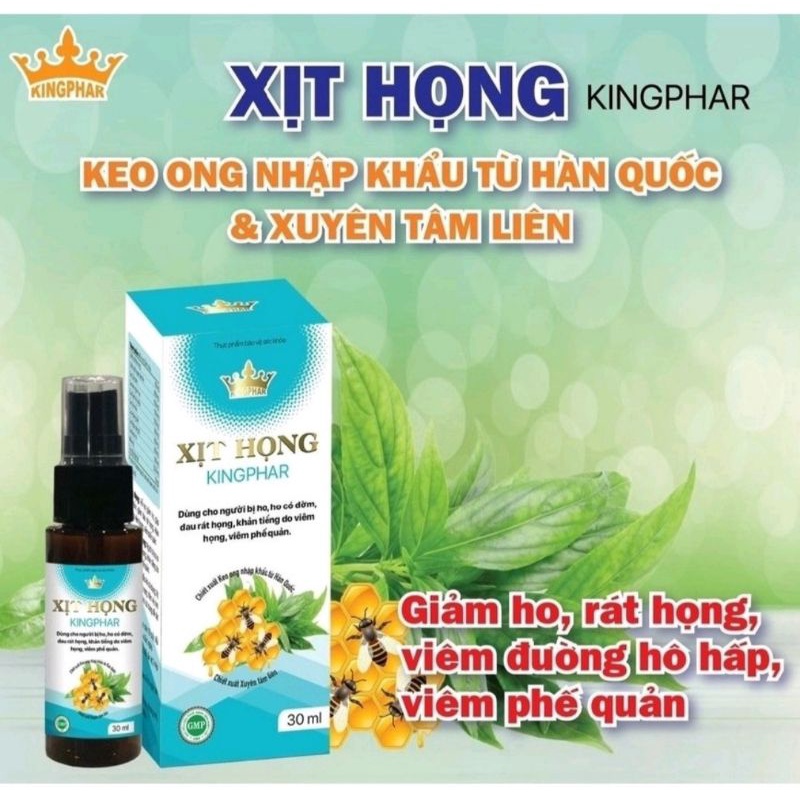 Xịt họng Keo ong Xuyên tâm liên Kingphar ⚡ Nguyên liệu Hàn Quốc ⚡ Giảm ho, rát họng, viêm đường hô hấp