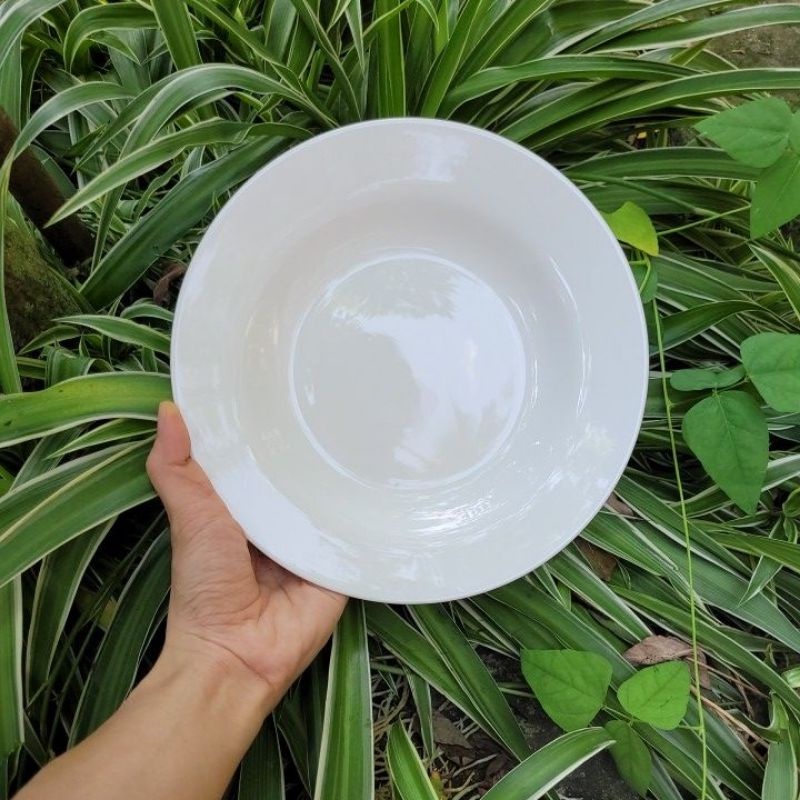 Đĩa Gốm Tráng Men Trắng Tròn