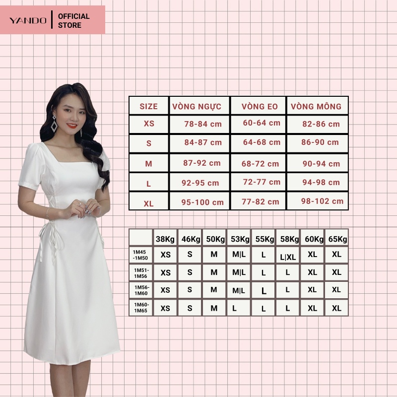 Đầm Nữ Thiết Kế Cổ Vuông Đan Dây Eo Cách Điệu Thời trang YANDO DA07- Chất Liệu Vải Thun Mỹ