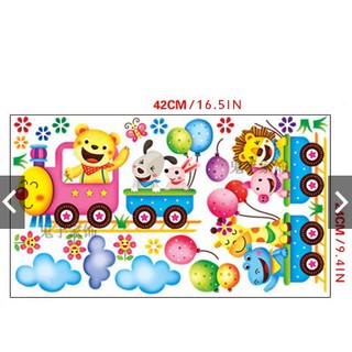 Decal dán tường  hình xe lửa bong bóng
