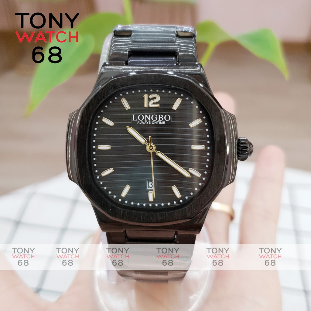 Đồng hồ nam Longbo mặt vuông dây kim loại chính hãng chống nước Tony Watch 68