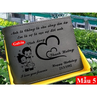 Ví da bò nam khắc tên