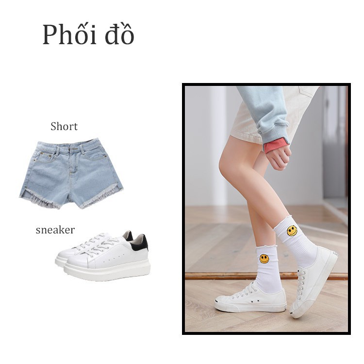 Tất nhún cao cổ nhiều màu họa tiết hoa cúc phong cách Hàn Quốc - T046
