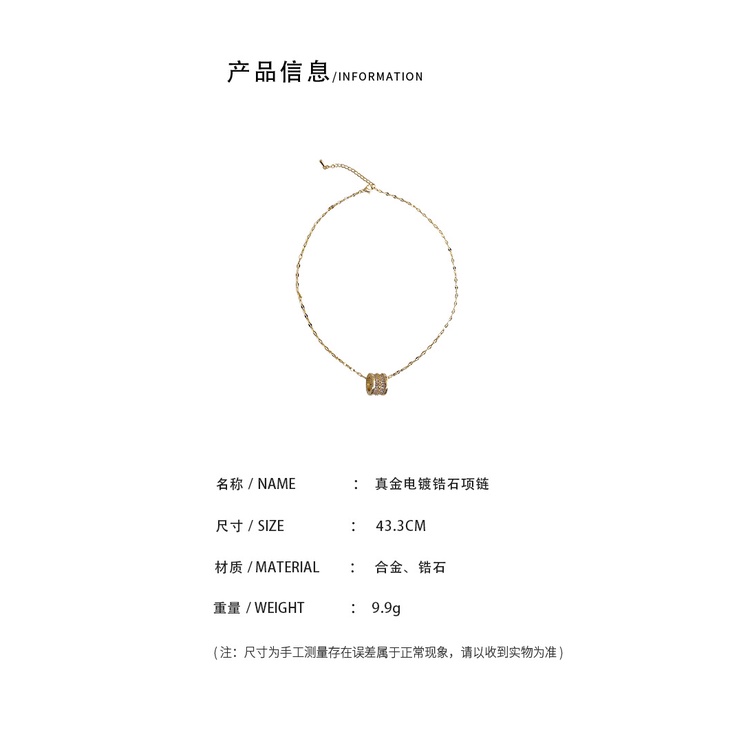 Dây Chuyền Ngắn Mạ Vàng Đính Đá Zircon Phong Cách Hàn Quốc Thanh Lịch