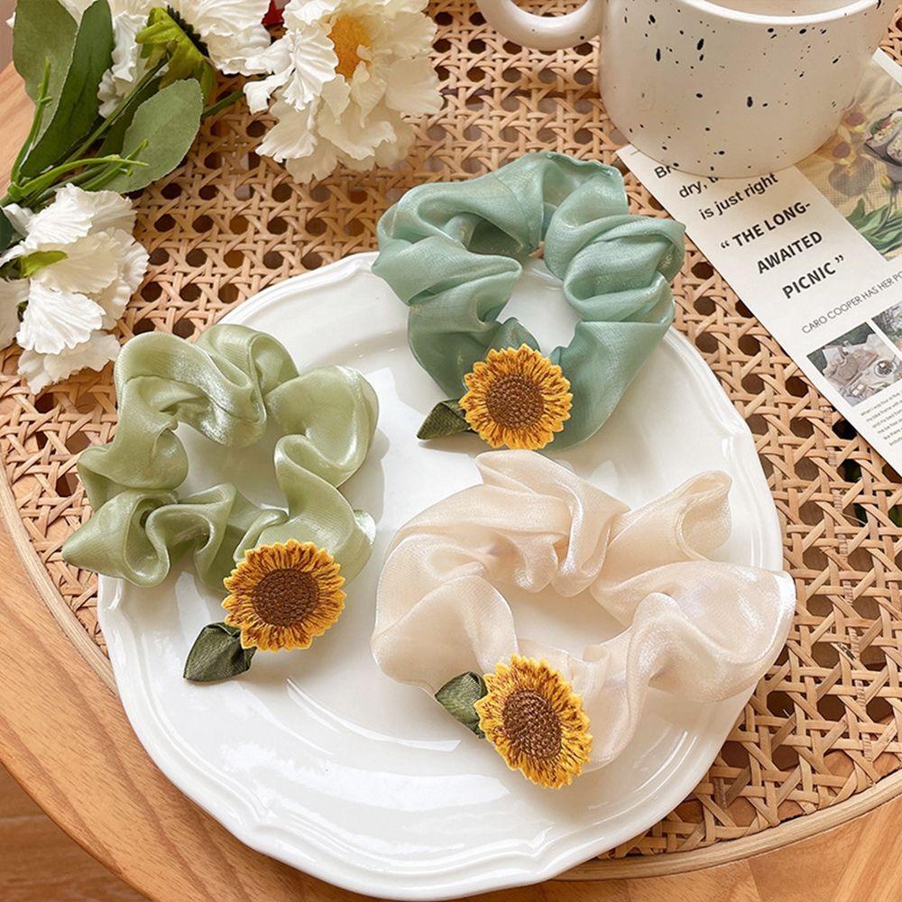 Dây Buộc Tóc Vải Lưới Lụa Cỡ Lớn In Họa Tiết Hoa Dễ Thương Thời Trang Mùa Hè Cho Nữ