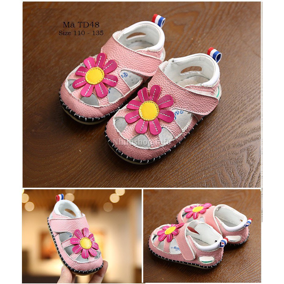 Dép sandal tập đi trẻ em LIMIBABY mềm mại da bò cho bé gái 0,1,2,3,4,5,6,7,8,9,10,11,12,13,14,15,16,17,18 tháng TD48