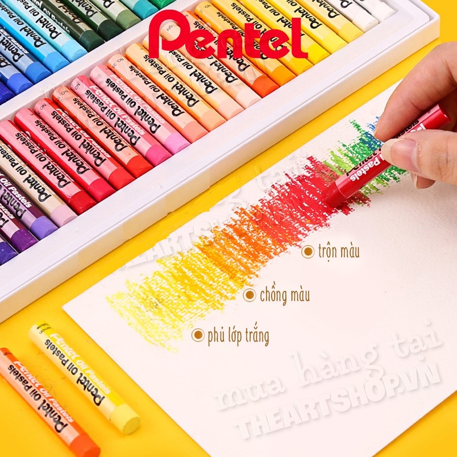 RẺ NHẤT SÀN - Sáp dầu Pentel 50 màu PHN50 - Sáp tô mầu Nhật, phấn dầu, sáp mầu Pentel - Loki Kids