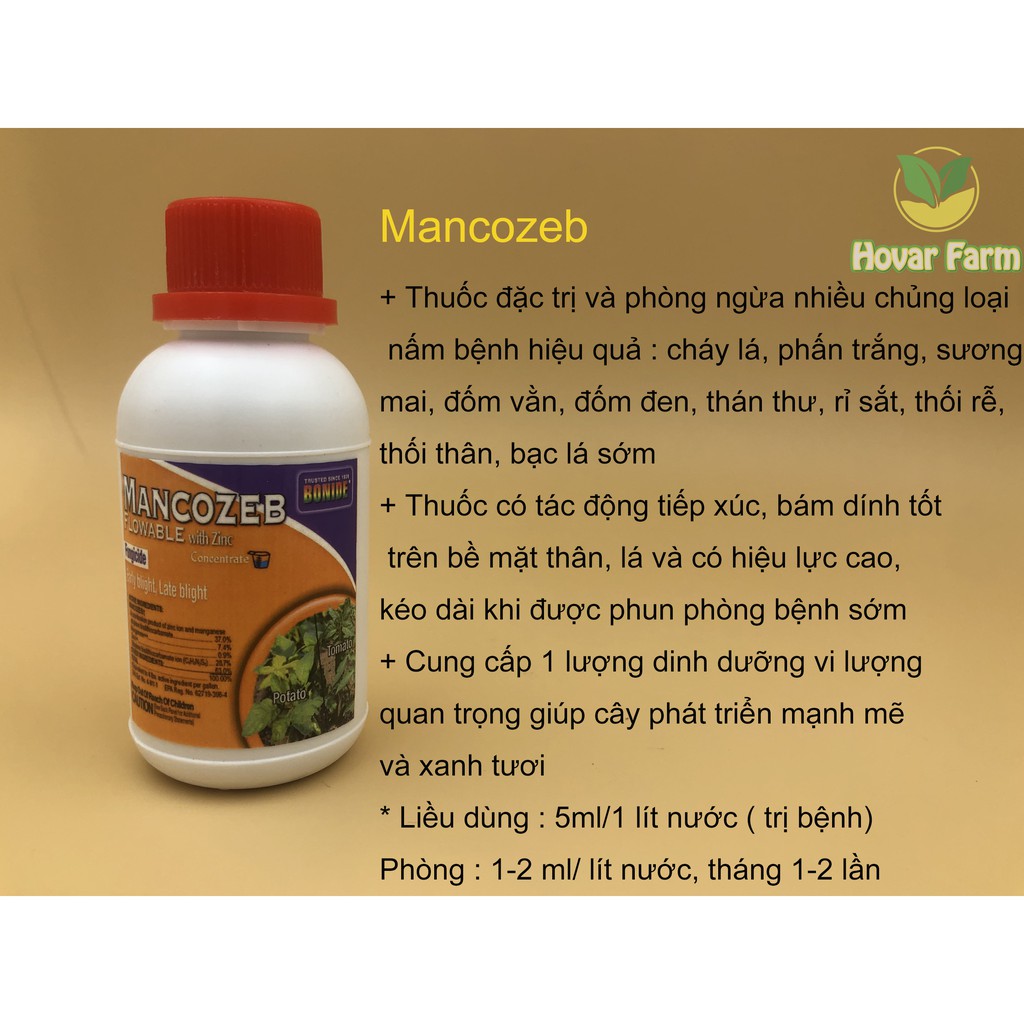 Thuốc trừ nấm bệnh cây trồng, hoa lan Mancozeb - chai chiết 100ml (Hàng Nhập Mỹ)