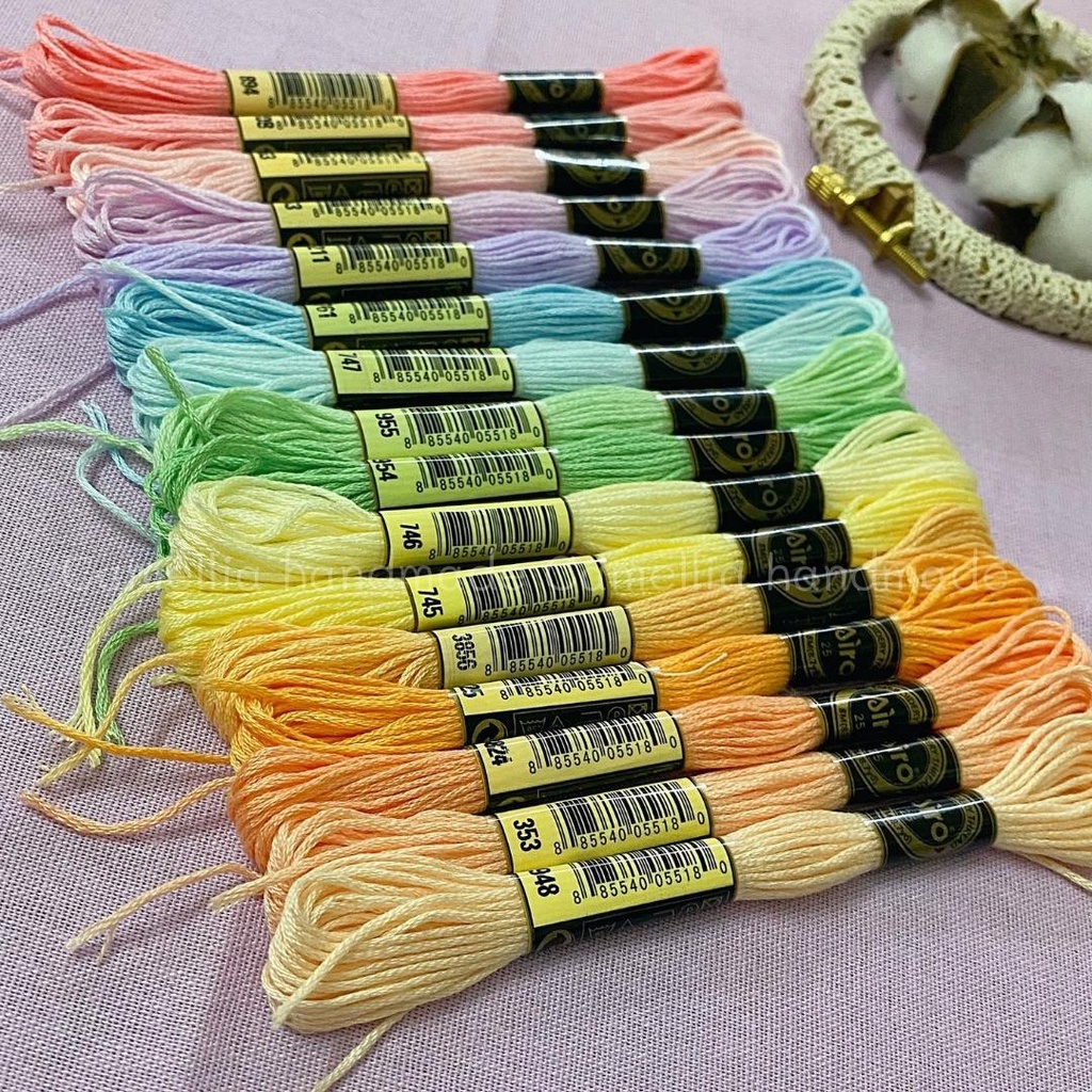 Set 16 Chỉ Thêu Airo Tông Màu Macaron , Chỉ Cotton Chính Hãng Chất Lượng Giá Rẻ