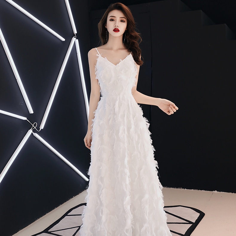 Đầm dạ hội dáng dài màu trắng thanh lịch cho nữ 18 2023