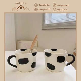 Cốc sứ họa tiết bò sữa dễ thương phong cách Hàn Quốc
