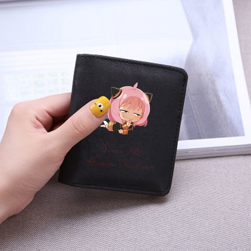 Ví ngắn đen cầm tay in hình nhân vật SPY x Family ver nằm tiện lợi anime chibi dễ thương