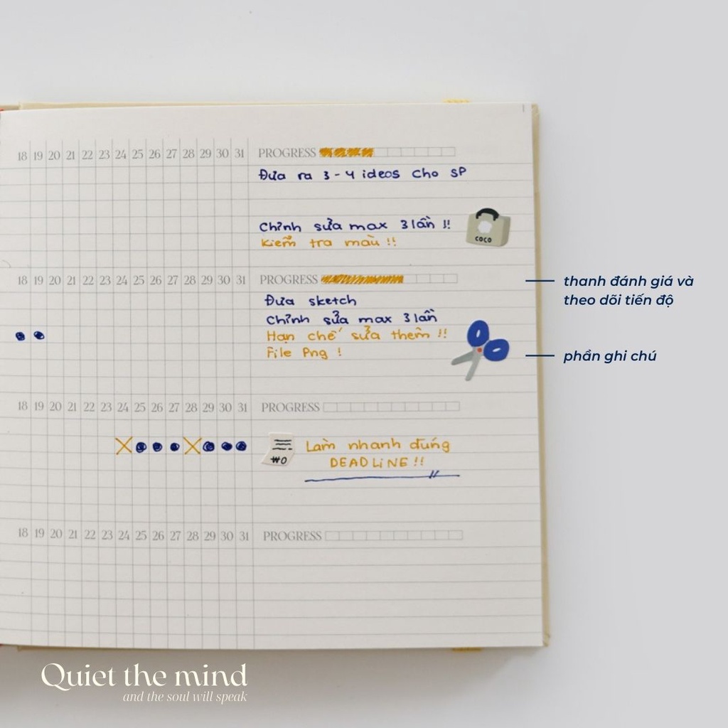 Sổ kế hoạch project planner quản lý dự án cá nhân hình vuông 130gsm Crabit Vàng