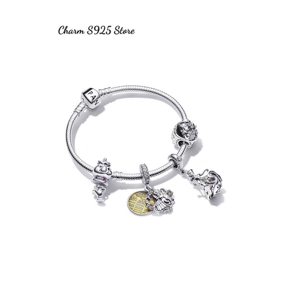 COMBO BỘ VÒNG TAY MỀM PAN ALE MIX 4 HẠT CHARM DISNEY BẠC S925