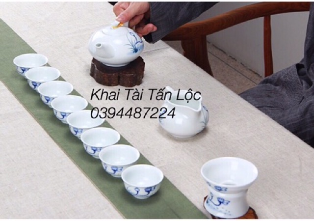 Bộ ấm trà hoa sen xanh