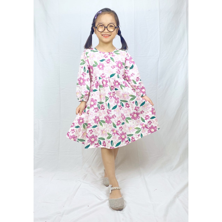Váy Bé Gái Size Đạị Hml  Thu Đông Chất Thô Mềm, Đầm Cho Bé Hoa Nhí Từ 1-10 Tuổi Mã A42