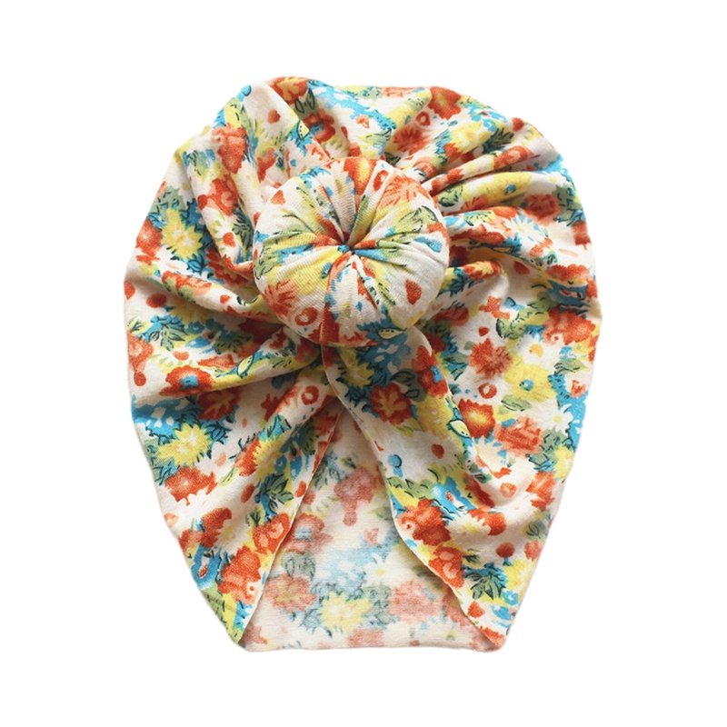 Mũ Beanie Thắt Nút In Họa Tiết Hoa Dễ Thương Cho Bé Sơ Sinh